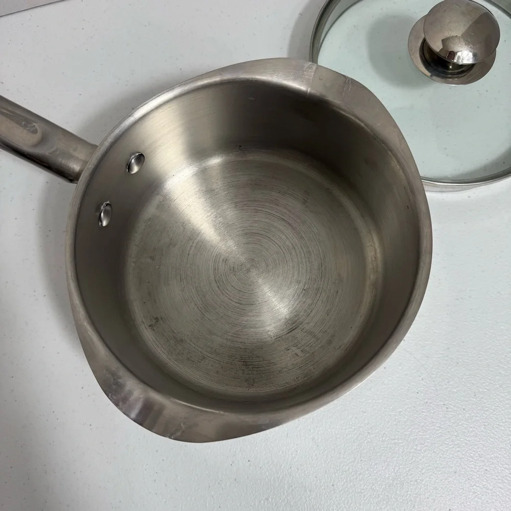 WearEver Stainless Steel 2 Qt Saucepan with‎ Double Pour Spouts & Strainer Lid